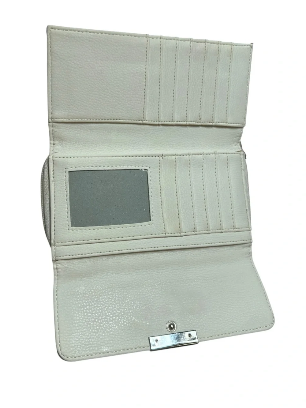COACH White Pebble Leather Continental Wallet - Signature Plaque